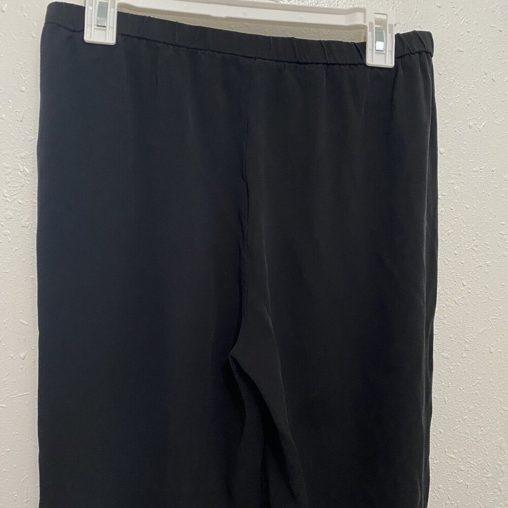 Eileen Fisher System Silk Georgette Straight Sz Small Ankle Pant Cropped Black - Picture 6 of 9